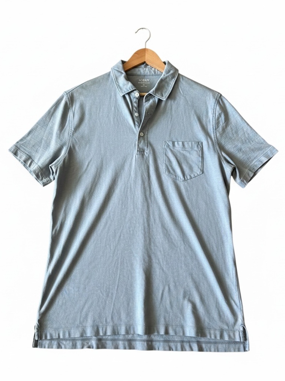 J.Crew Garment-Dyed Gray Short Sleeve Polo Shirt Pocket Size XL Fair Trade